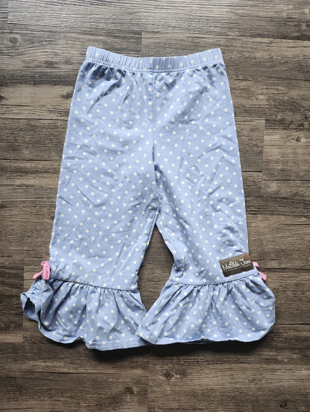 Matilda Jane Let's Go Together Blue Polka Dot Ruffle Cropped Pants